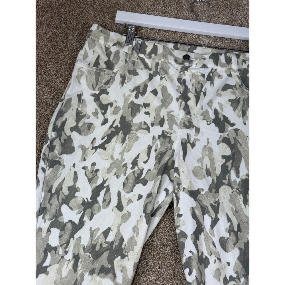 Legacy Womens Grey White Camo Print Skinny Pants High Stretch Large Stretchy QVC